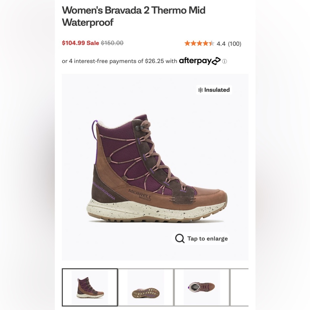Merrell Women's Bravada 2 Thermo Mid Waterproof size 8